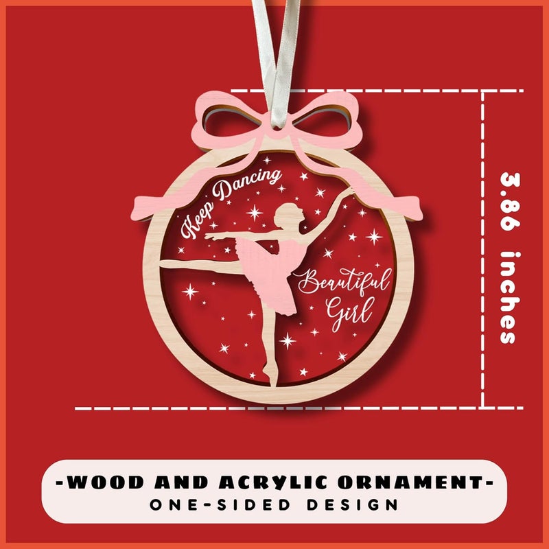 MAPDTWO Ballerina Ornament - Ballerina Ornaments for Christmas Tree - Dance Ornament - Ballet Gifts for Girls, Kids - Ballet Dancer Gifts - Wood & Acrylic Christmas Ornament 2025 with Card - Image 2